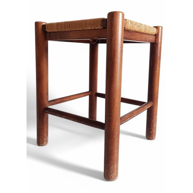 Mid-Century Modern Dordogne Stool in the style Charlotte Perriand for Robert Sentou, France, 1950s For Sale - Image 3 of 13