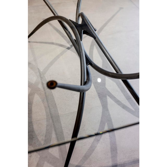 Sculptural Centre Table with Glass Top and Wrought Iron Frame For Sale - Image 5 of 9