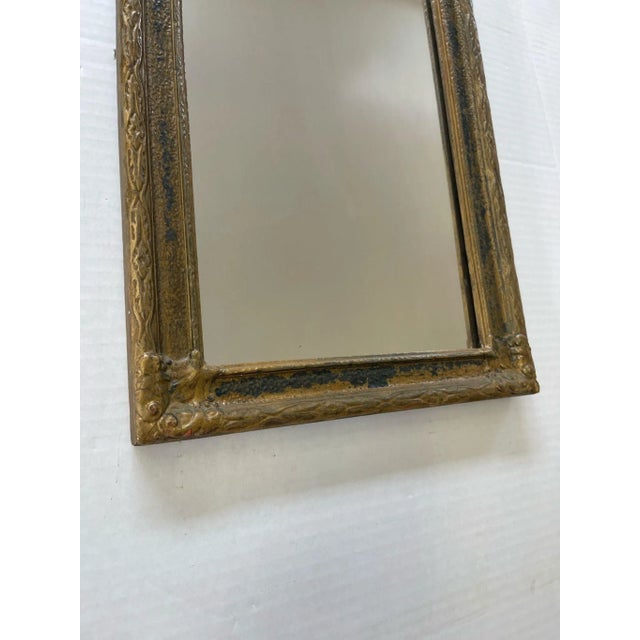 1920s Antique Arched Sculpted Wood Frame Mirror With Floral Etching. For Sale In Seattle - Image 6 of 7