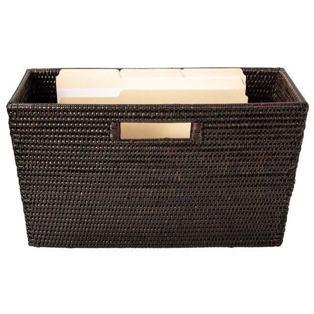 Coffee Artifacts Rattan Rectangular Magazine Holder in Tudor Black - 16" For Sale - Image 8 of 9