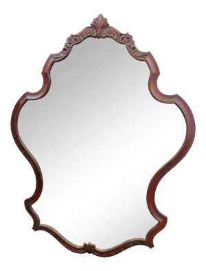 French Style Cherry Carved Shield Mirror
