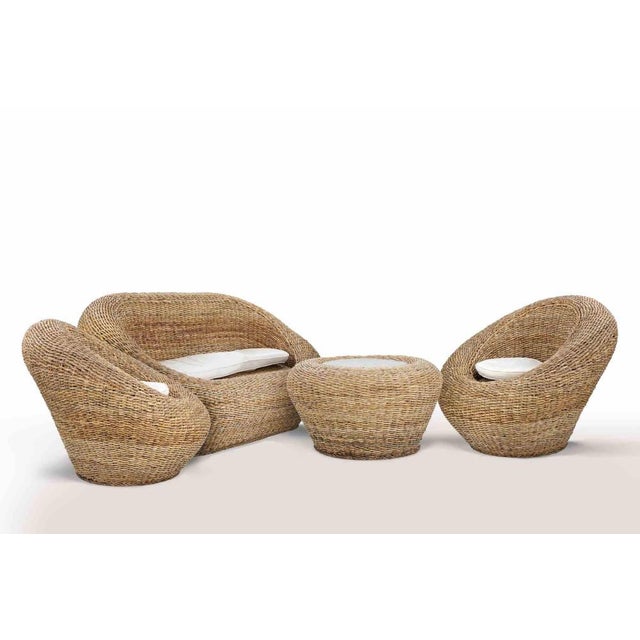Vintage Banana Tree Rattan Sofa Set. Sofa: H82x175x100 cm. / Armchairs H82x108x100 / Coffee Table H47xD80 cm. Excellent...
