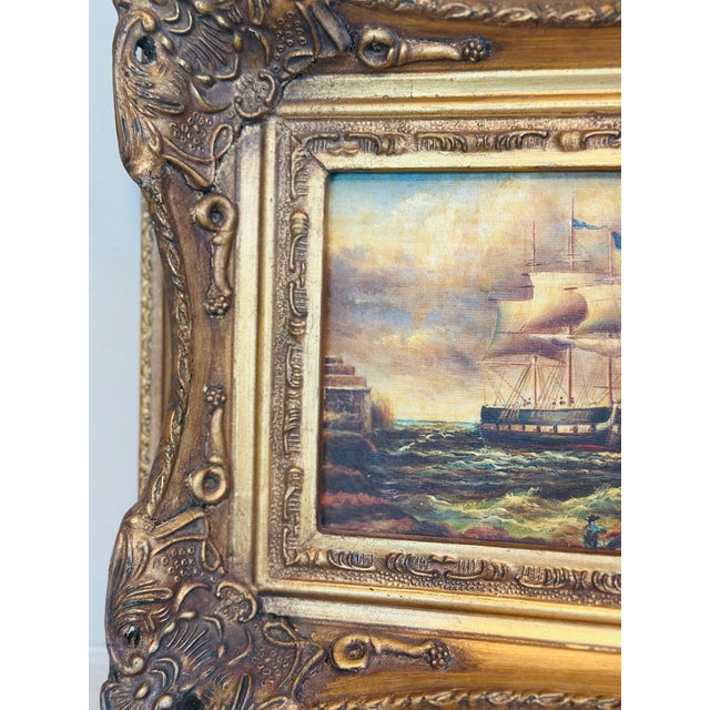 1960s Vintage Nautical Oil Painting , Framed For Sale - Image 5 of 9