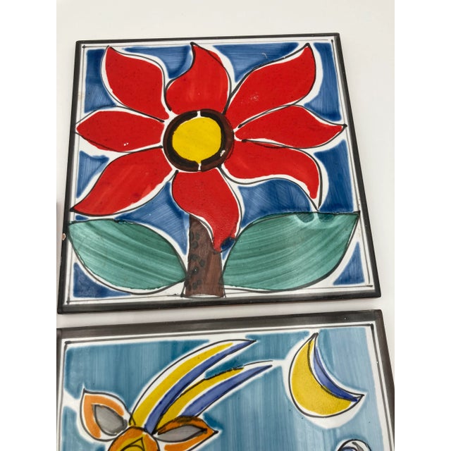 Abstract Vintage Italian Semigres Abstract Tiles- Set of 8 For Sale - Image 3 of 9