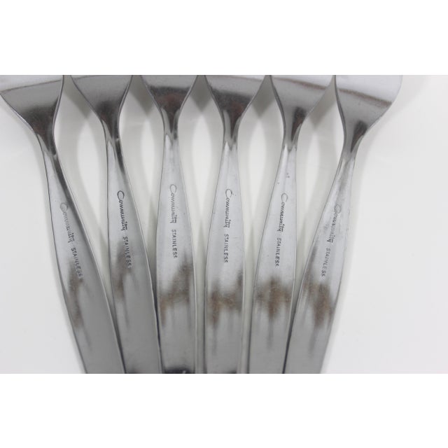 1960’s Mid Century ModernVenetia Dinner Fork Stainless Steel Oneida Community Matching - Set of 6 For Sale - Image 10 of 11