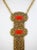 1950s Goldtone Filigree and Faux Coral Pendant Necklace For Sale - Image 4 of 9
