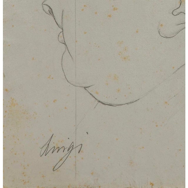 Period Italian Child Portrait Pencil Drawing For Sale - Image 3 of 7