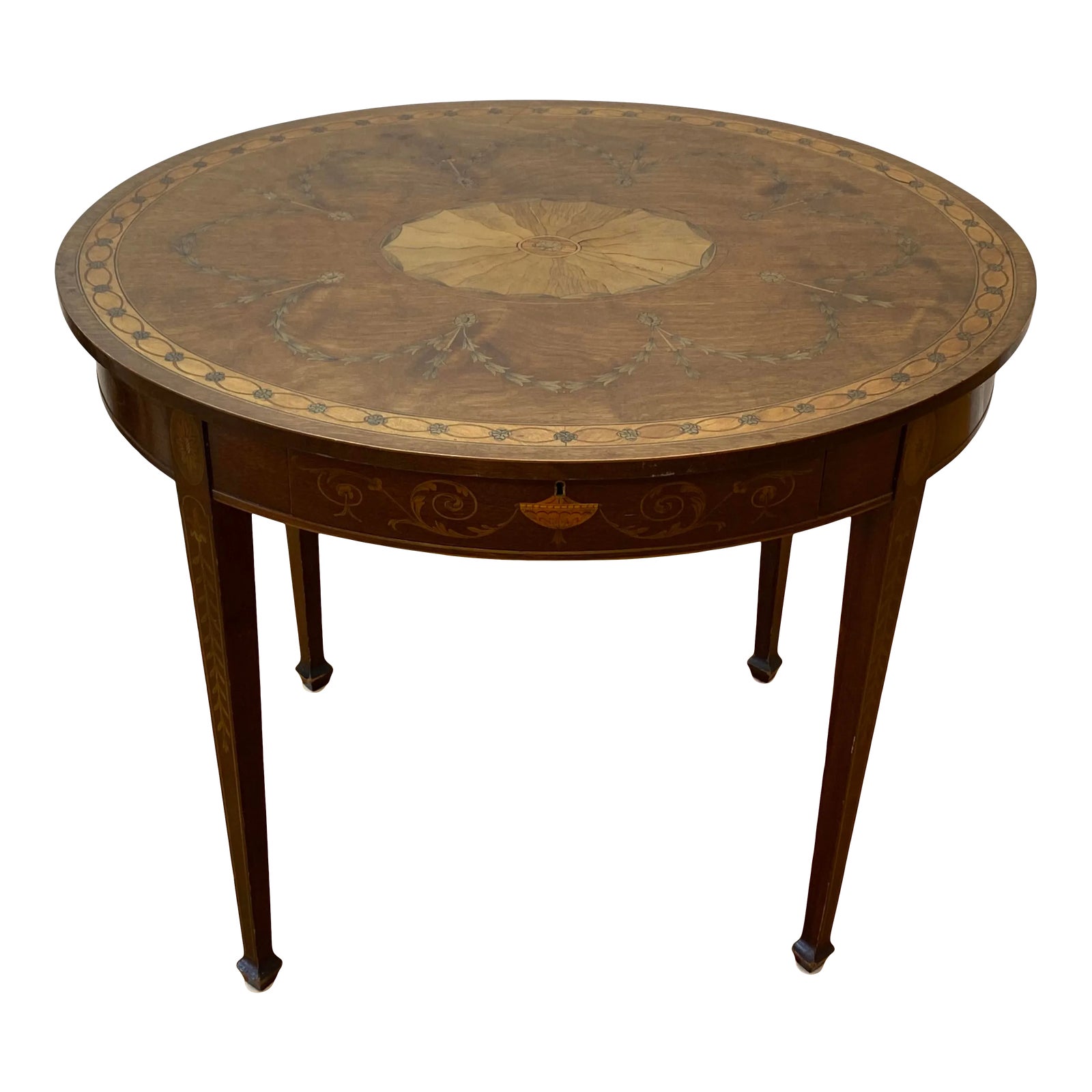 18th to 19th Century Adam Style Inlay Federal Center Table | Chairish