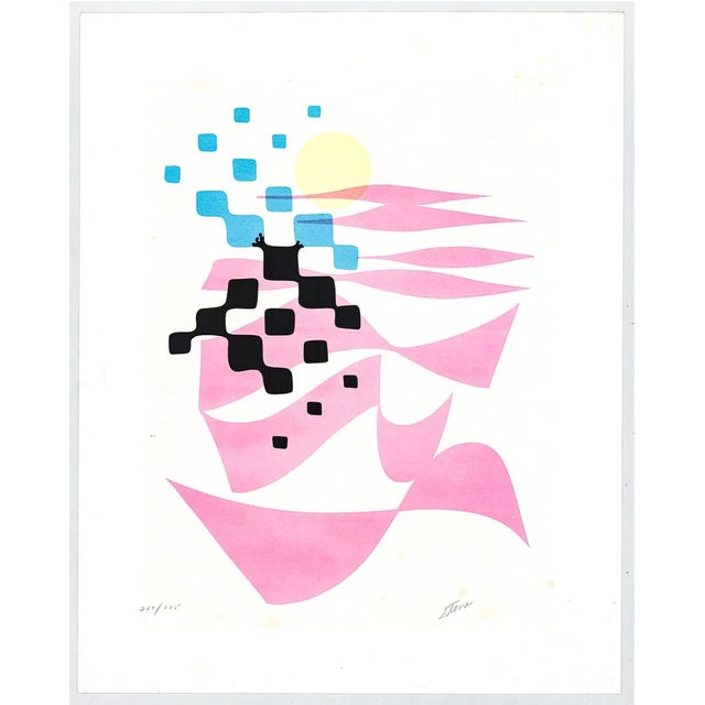 1960s abstract MCM screen print on paper. Pencil signed "Stone" and numbered 289 of 375. Combined shipping available,...