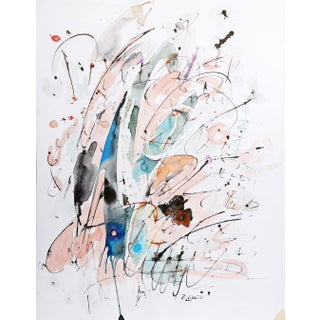 Untitled - Pink and Blue, Robert Kautz Acrylic and Mixed Media on Paper, Signed in Pen For Sale
