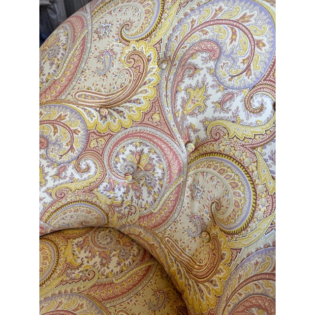 Wood Antique French Tufted Crapaud Slipper Club Chairs With Casters - A Pair For Sale - Image 7 of 7