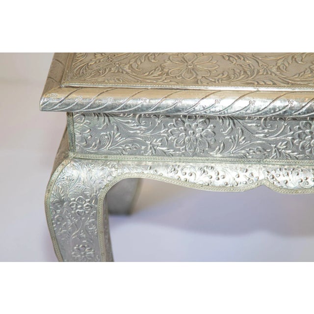1950s Anglo-Indian Silver Wrapped Clad Side Low Table For Sale - Image 4 of 13