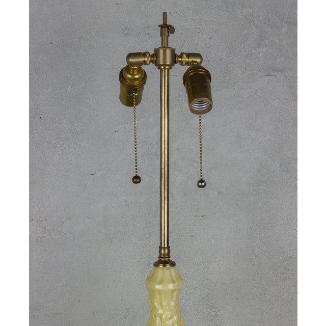 Pair of Spanish Yellow Ceramic Lamps With Gilt Bases For Sale In New York - Image 6 of 8