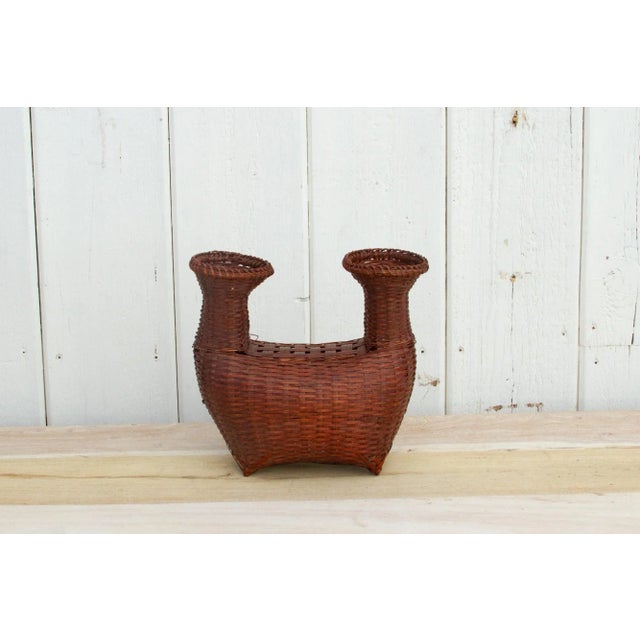 1950s Finely Woven Boat Shaped Vintage Basket For Sale - Image 5 of 7