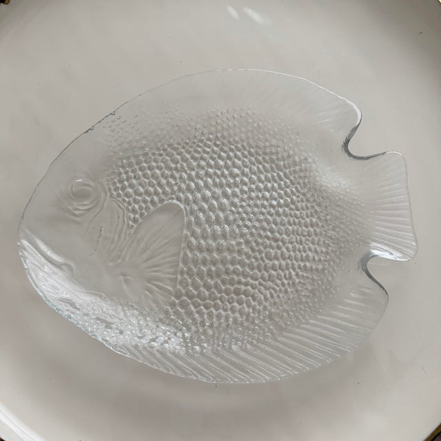 Vintage Arcoroc France Clear Glass Fish Plates - Set of 4 For Sale - Image 4 of 9