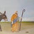 Wonderful oil on canvas by famed folk artist Andrea Badami depicting the Holy Family's flight into Egypt to escape the...