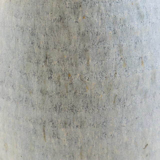 Ceramic Large Gray Pottery Vase With Blue Interior For Sale - Image 7 of 9