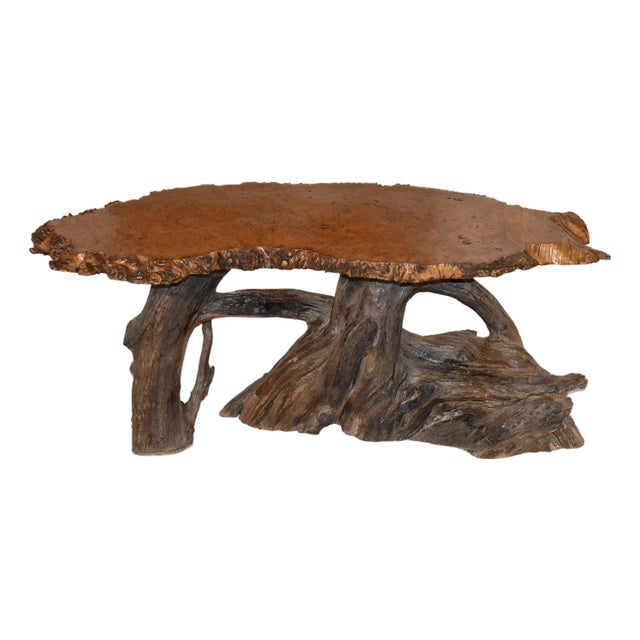 Live Edge Bird's Eye Maple Coffee Table, Circa 1960's For Sale