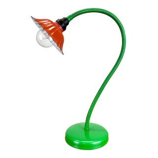 1970’s Flower Petal Red Green Gooseneck Desk Lamp For Sale