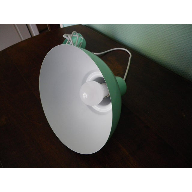 Aqua Blue-Green Metal Pendant Light, 1980s For Sale - Image 8 of 10
