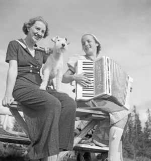 Karl Heinrich Lämmel, Women and Dog in Summer, 1930s / 2025, Photographic Print
