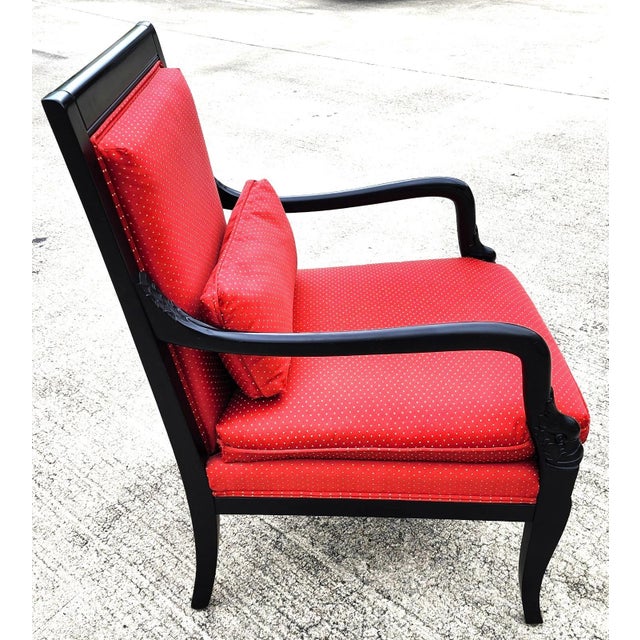 French Ethan Allen French Empire Dolphin Armchair For Sale - Image 3 of 17