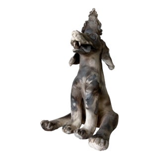1990's Rect H. Art Pottery Dog Sculpture For Sale