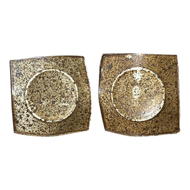 Wabi-Sabi Speckled Stoneware Appetizer Plates- Set of 2 For Sale
