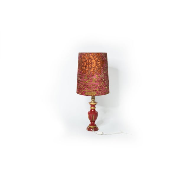 Wood Vintage Patterned Table Lamp, 1950s For Sale - Image 7 of 7