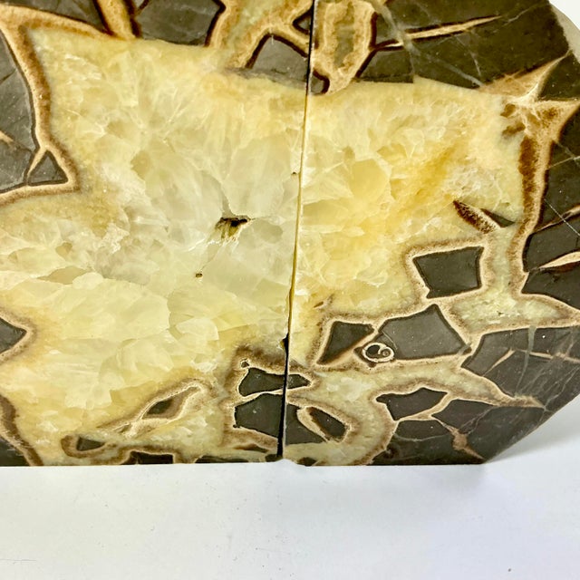 Stone Mid-Century Abstract Geometric Boho Chic Septarian Stone Bookends - A Pair For Sale - Image 7 of 16