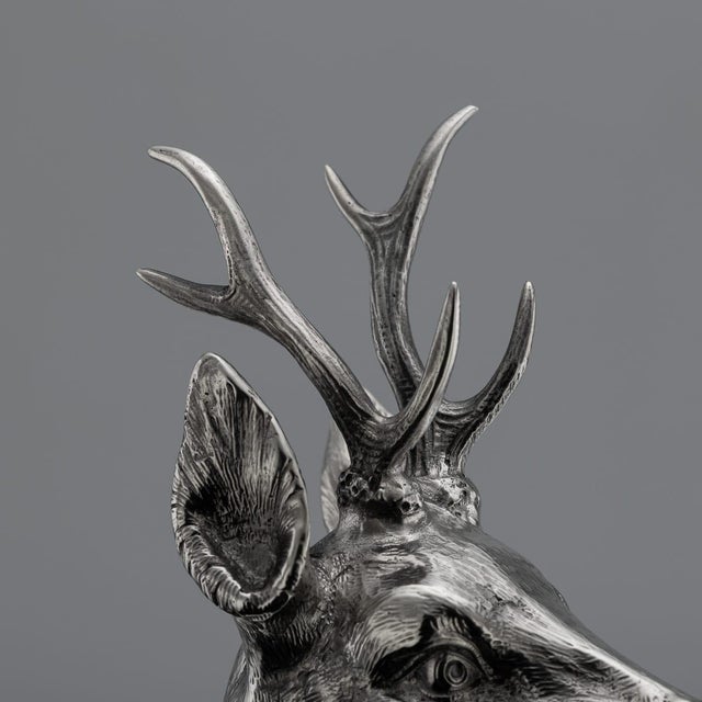 Metal 20th Century German Silver Statues of a Reindeer, Hanau, 1920s For Sale - Image 7 of 18