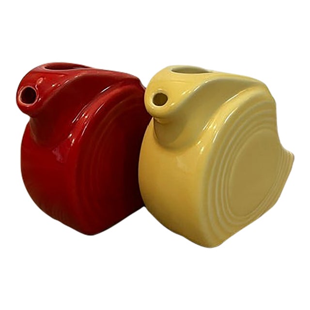 1980s Art Deco Fiesta Mini Disc Pitchers - Pair For Sale