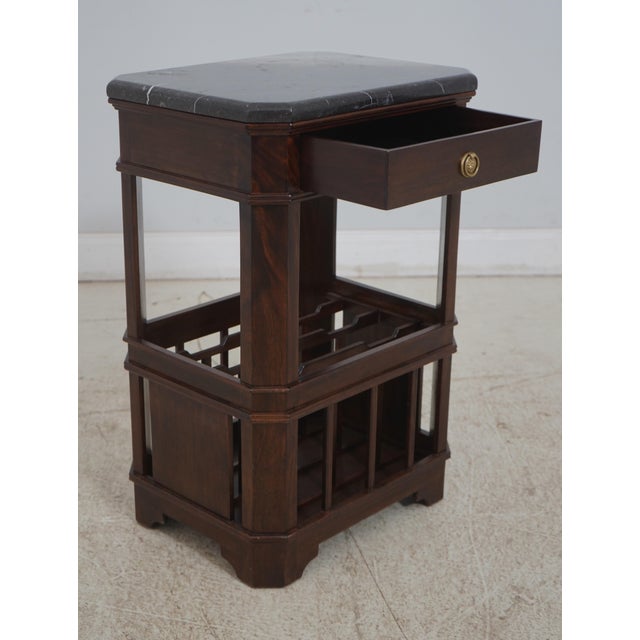 Traditional Magazine Rack End Table W. Marble Top For Sale - Image 3 of 12