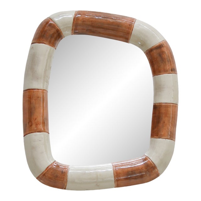 Contemporary Organic Shaped Mirror in Terracotta Echoe For Sale