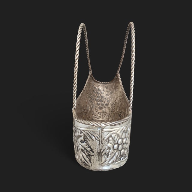 Vintage Silver Repousse French Style Champagne Bottle Holder For Sale - Image 10 of 16