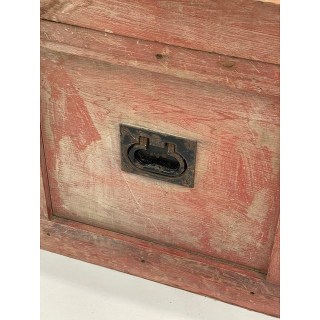 Antique Chinese Red Painted Wooden Trunk For Sale - Image 12 of 12
