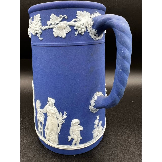 Antique Wedgwood Jasperware Dark Blue Jug Pitcher 1891-1908 For Sale - Image 10 of 12