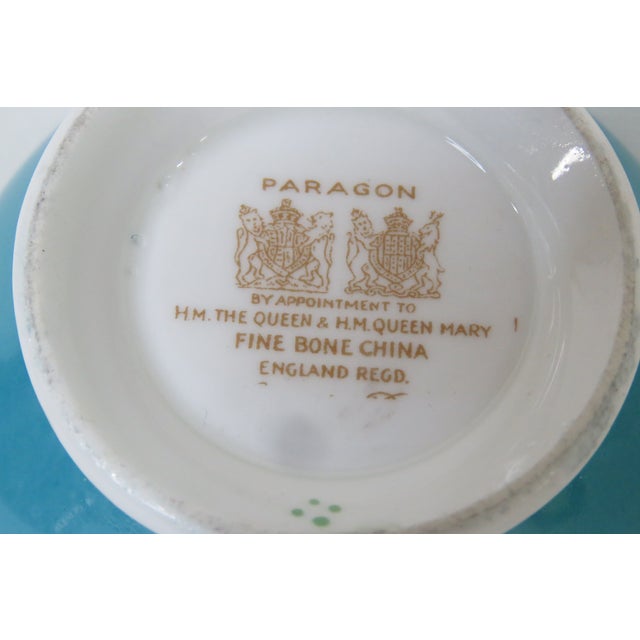 Turquoise Vintage Paragon Fine Bone China Turquoise Blue Bouquet Flowers Tea Cup 4698b For Sale - Image 8 of 9