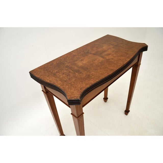 Antique Burr Walnut Console Table, 1950s For Sale - Image 9 of 11