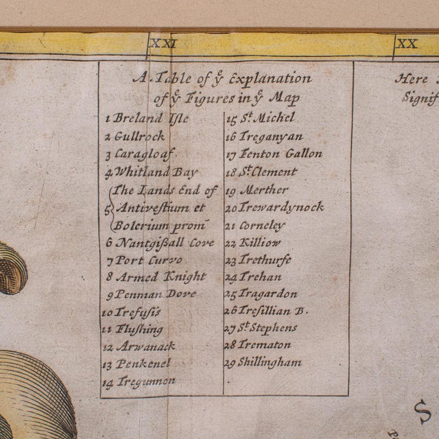 Antique Framed Cornwall Map, English, Atlas Cartography, Robert Morden, c.1700 For Sale - Image 10 of 12