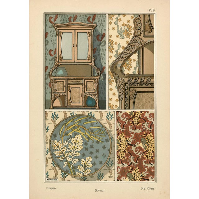 Art Nouveau "Navet, Pl. 6" Art Nouveau Pochoir by g.a. Bourgeot For Sale - Image 3 of 3