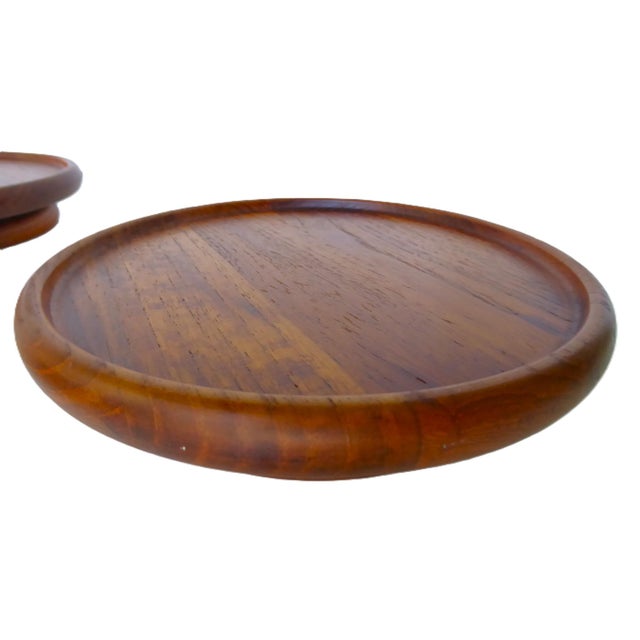 1960s Scandinavian Modern Digsmed Teak Rotating Lazy Susans, Denmark- Set of 3 For Sale - Image 9 of 11