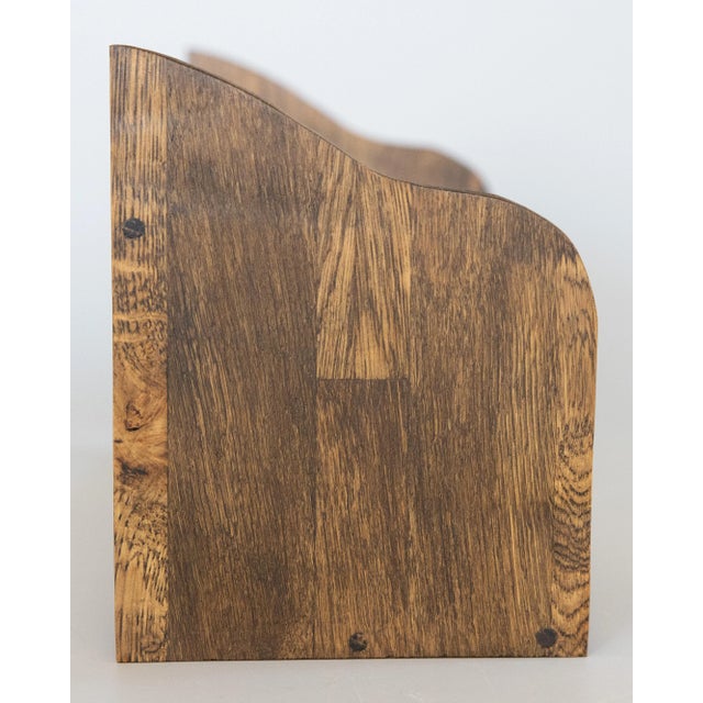 Mid-Century English Tiger Oak Table Top Book Trough Rack Stand For Sale - Image 4 of 8