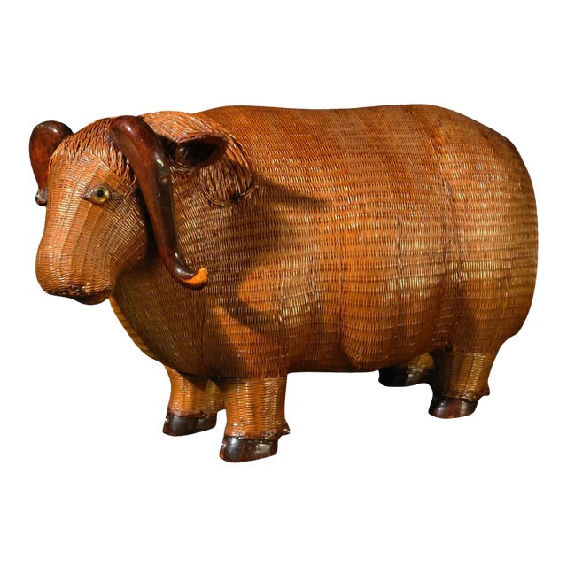 Vintage Chinese Wicker Water Buffalo For Sale