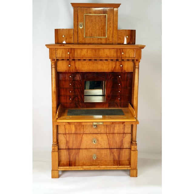 Biedermeier Secretaire in Apple Wood, 1820 For Sale - Image 4 of 12