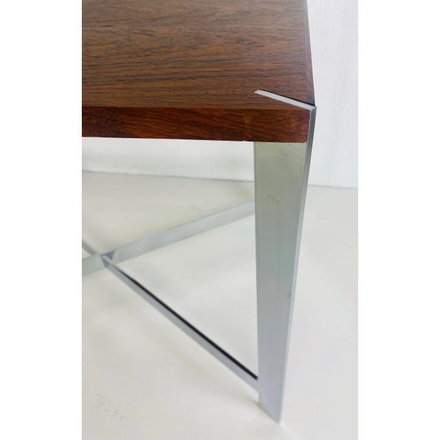 Modern Milo Baughman for Lane Furniture, Rosewood and Chrome Side Table For Sale - Image 3 of 10