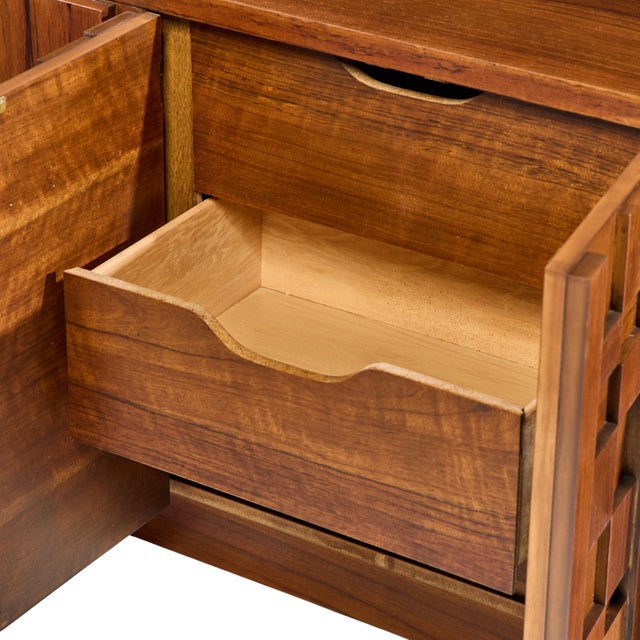 Brown Mid 20th Century Lane Staccato Brutalist Mid Century Walnut Lowboy Dresser For Sale - Image 8 of 10