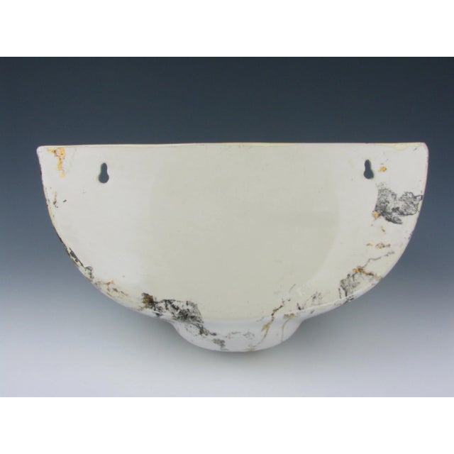 Vintage Charleton Large White Ceramic Wall Pocket Planter With Faux Marble Finish For Sale - Image 13 of 13