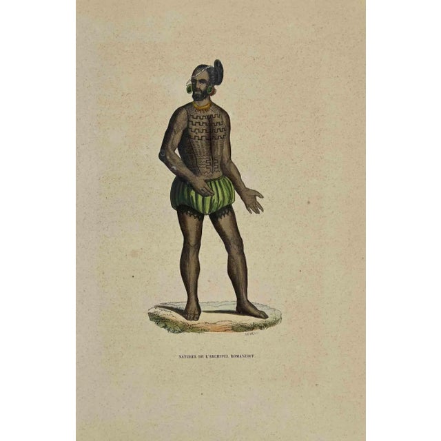 Naturel de l'Archipel Romanzoff is a hand colored lithographs made by Auguste Wahlen in 1844. Good condition. The artwork...