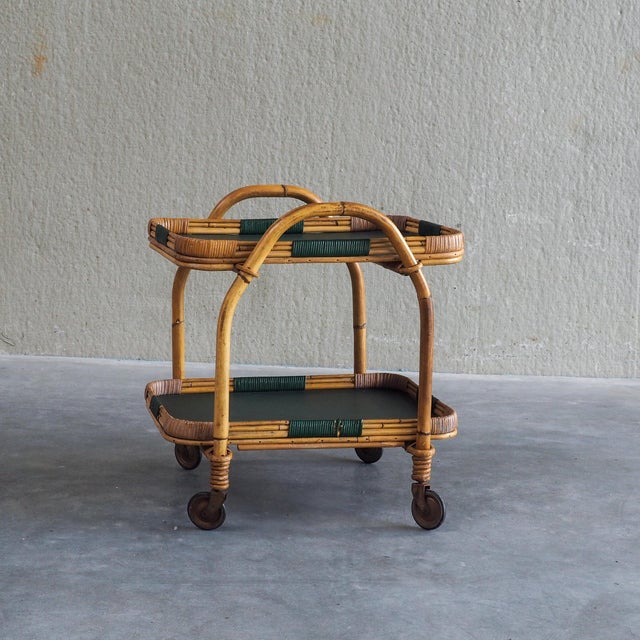 Vintage Bamboo Serving Trolley, 1950s For Sale - Image 16 of 18